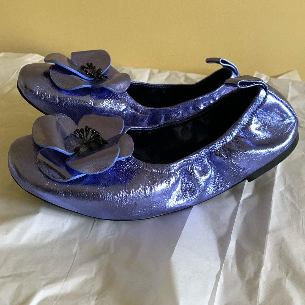Tory Burch Blue Metallic Flats